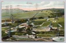 Oil Fields Towers Flint Michigan MI 1924 Newman Postcard