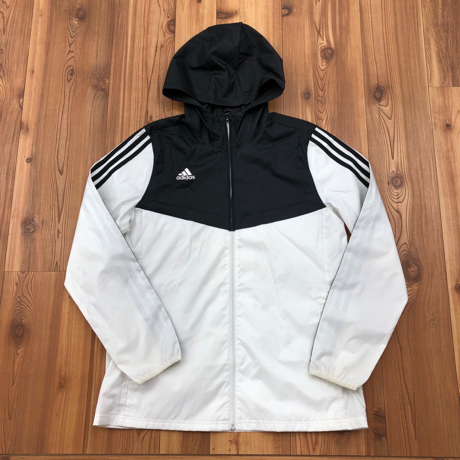 Vendedor Pacífico profundidad Adidas White/Black Mesh Lined Hooded Windbreaker Rain Jacket Adult Size M |  eBay