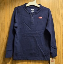 NWT Boys' Levi's Long Sleeve Thermal Henley Knit Shirt, Navy Blue, Size 6