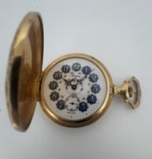 Arnex Swiss Blue Enamel on Gilt Metal Wind-Up Pocket Watch Beautiful Condition