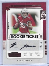 RONDALE MOORE 2021 PANINI CONTENDERS RED PREVIEW ROOKIE TICKET AUTO RC #D 04/10