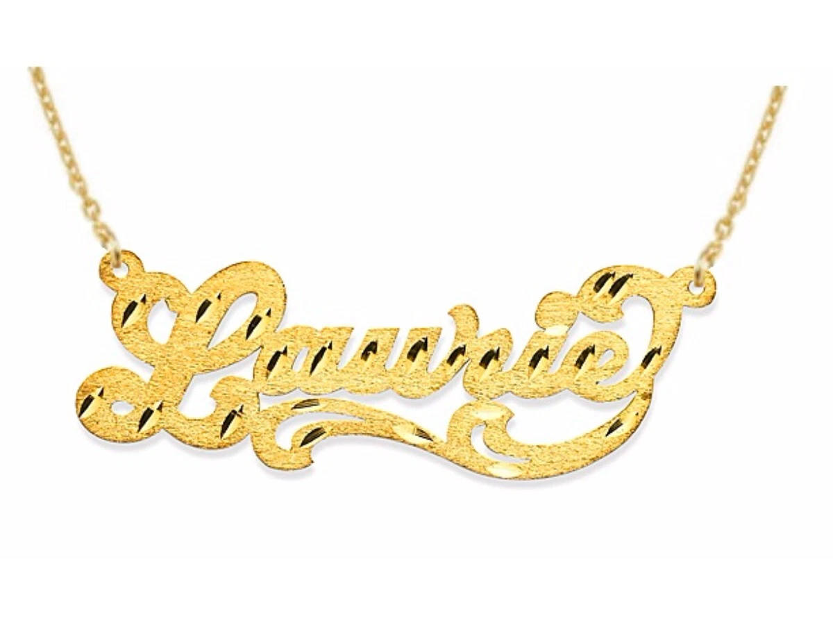Personalized Satin Finish Diamond Cut Nameplate Pendant Necklace
