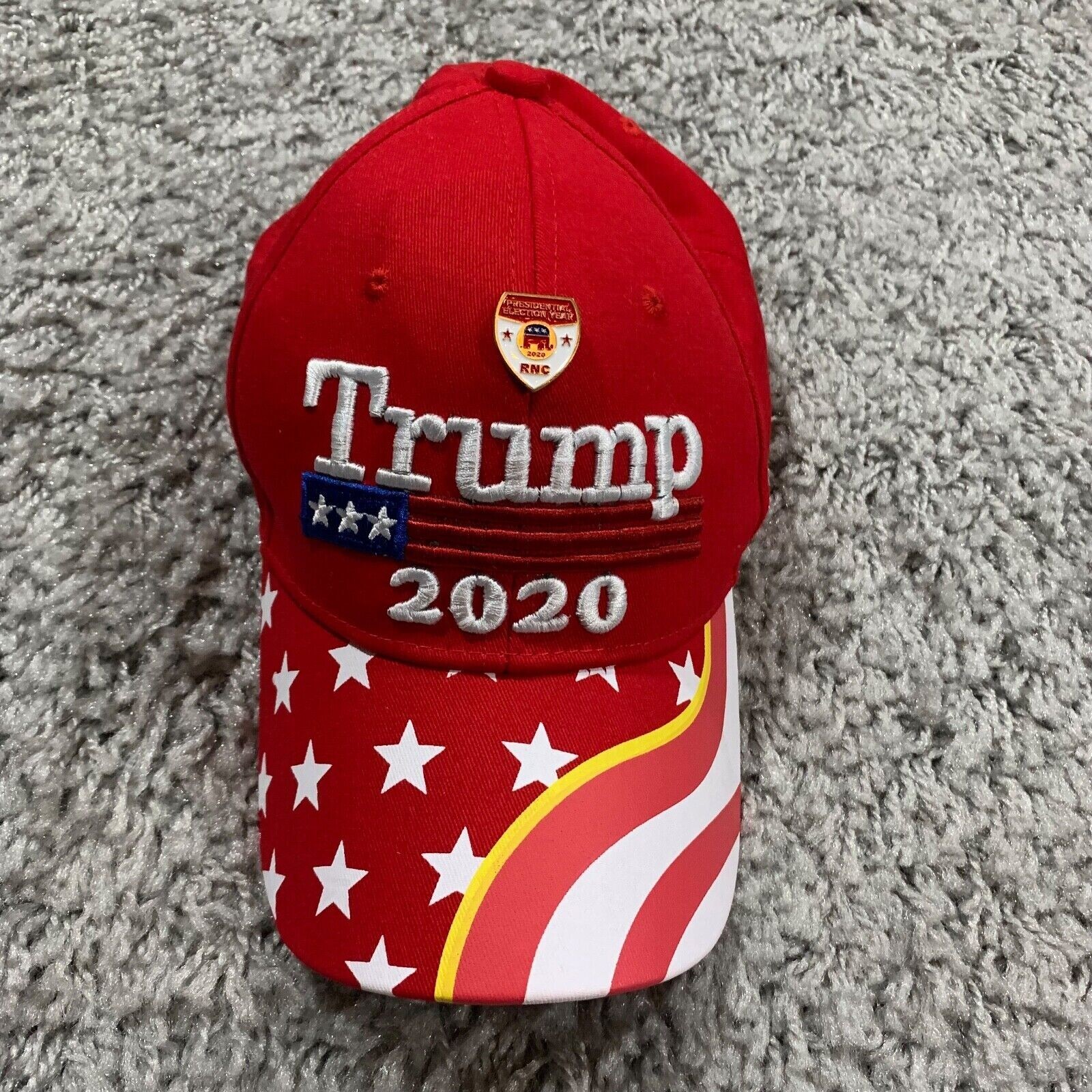Trump 2020 Snapback Cap Mens RNC Pin Red Multicolored Presidential Election Year