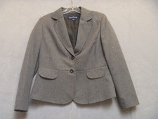 Evan Picone Suit Jacket Womens Size 10P Gray Black Plaid Lined Petite Blazer