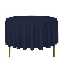 10 Pack 90" Round Polyester Fabric Tablecloths for Wedding Banquets - Navy Blue