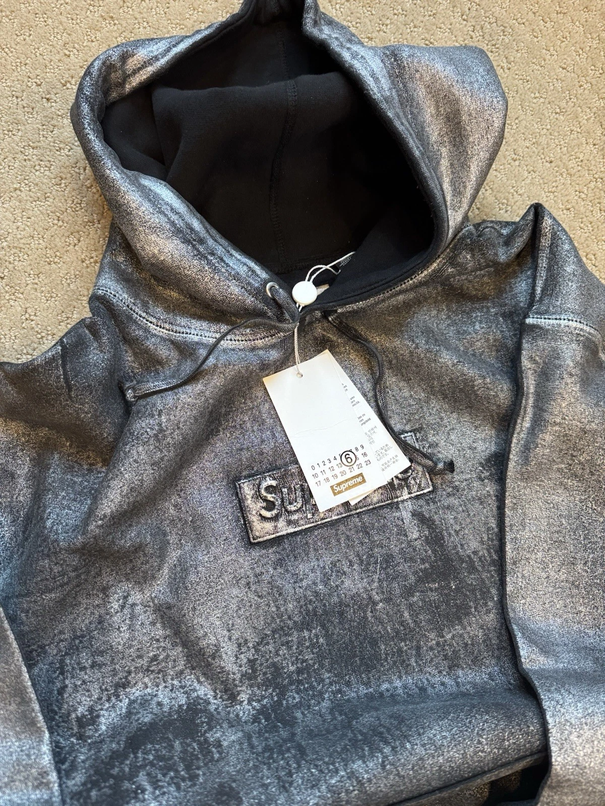 Felpa con cappuccio Supreme x MM6 Maison Margiela Foil Box logo 'Nero' taglia M