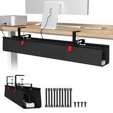 36" Black Under Desk No Drill Cable Management Tray Organizer System Box