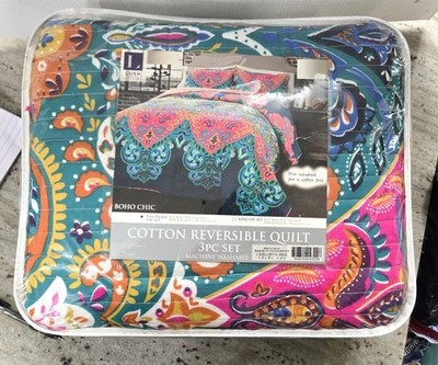 Lush Decor Boho Stripe Reversible Cotton Quilt 3-Piece Set, Full/ Queen
