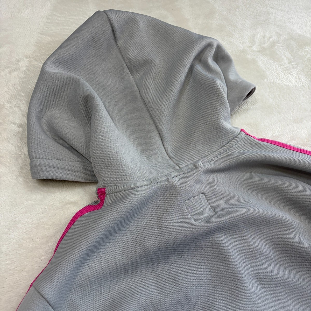 Adidas Hooded Track Jacket Grey Pink UK 12 Japan Size 2004 Y2K