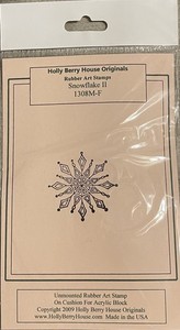 Discontinued-Holly Berry House Originals-Red Rubber Stamp-Snowflake II 1308M-F