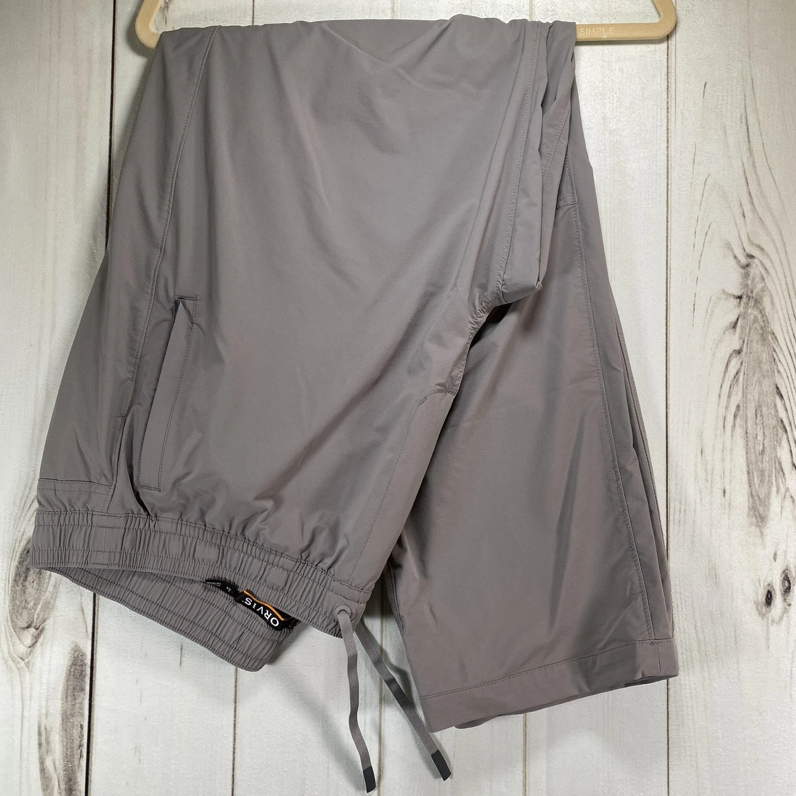 Orvis Pants Mens Large 32 Gray Stretch Drawstring Zip Pocket Performance Hiking