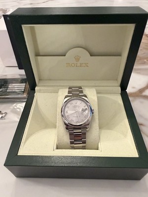 Rolex Men Datejust 116200 S/Steel 36mm-Silver Roman Dial-Smooth Bezel-BOX&PAPER 