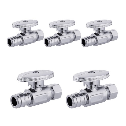 5 PCS Straight Stop Valve 1/2" PEXA x 3/8" OD Compression Plumbing Tool