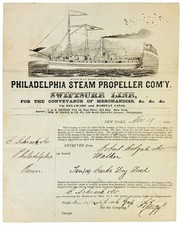 Philadelphia Steam Propeller Com y / Receipt Accomplished in Manuscript 1863