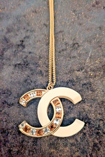 CHANEL Cream Enamel Baguette Crystal Two Tone...