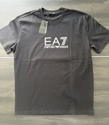 Emporio Armani EA7 Men's Black Short Sleeve Logo Print Crewneck T-Shirt Sz L