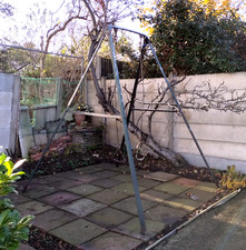 713.  Vintage 1960s Metal Swing A-Shape Rectangle Outdoor Garden Playing Upcycle