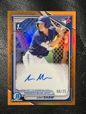 SAM SHAW 2024 Bowman Chrome Orange Refractor Auto 8/25 1st CPA-SS