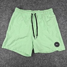 Quicksilver Swim Trunks Mens Volley Shorts Lime Green Board Shorts Lined Medium