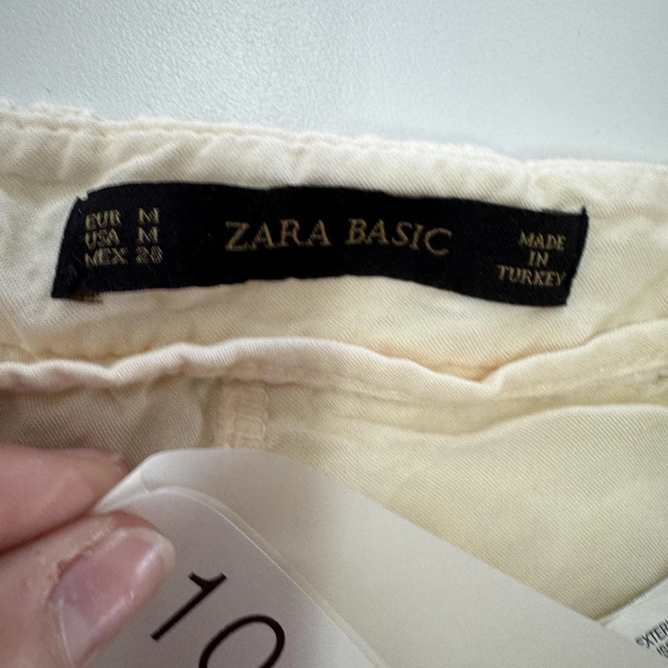 Pantalones Cortos Zara Básicos de Encaje para Mujer Medianos Crema Crochet Floral Boho Festival Forrados Foto 4 de 4