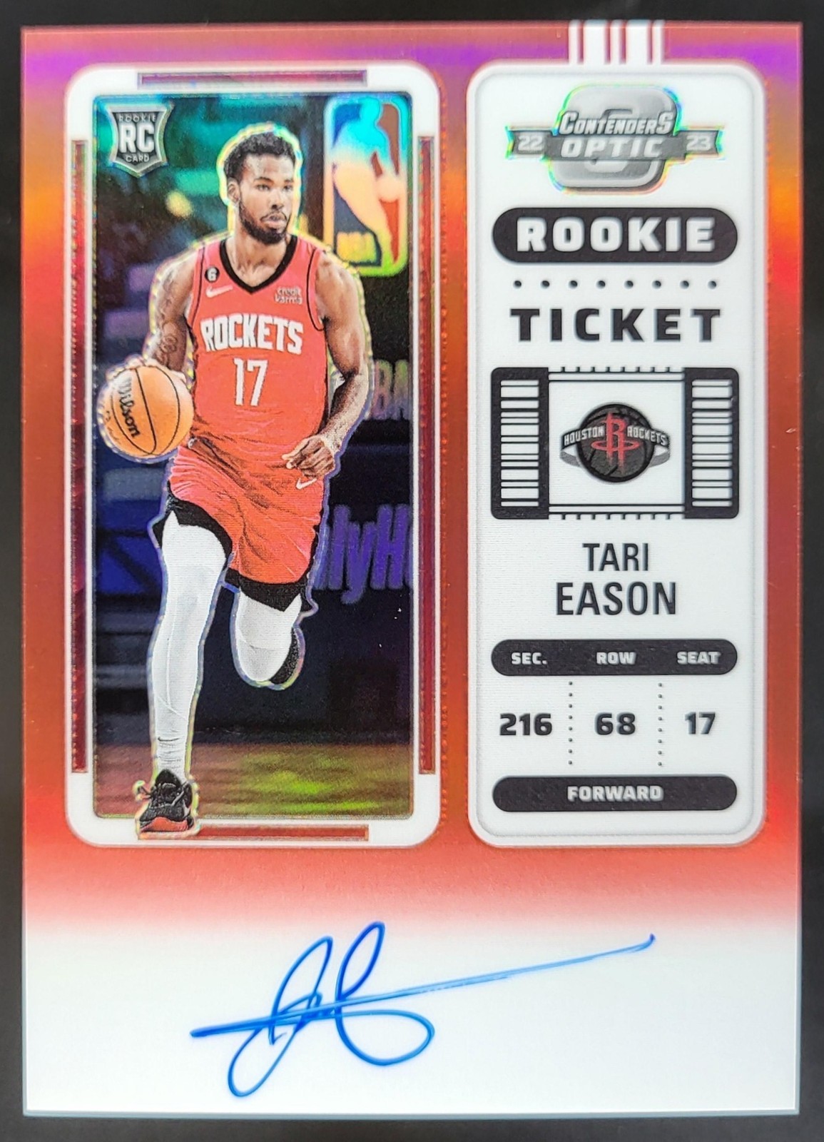2022-23 Panini Contenders Optic Tari Eason Red /99 RC Auto Rockets MS2