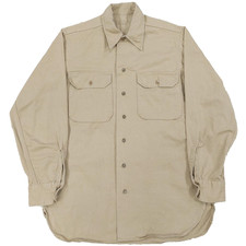 Vintage 50s Military Utility Work Shirt Mens 15-34 Fits M , Khaki Twill, Korea