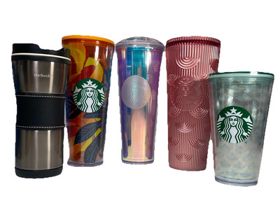 Starbucks Tumbler Lot of 5 Travel Mug Cold Cups Vintage 2005 Stainless Collector