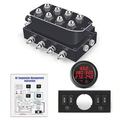 #ad #ad 12V Air Ride Suspension 8 Valve Manifold Control Panel Red Pressure Gauges $227.62