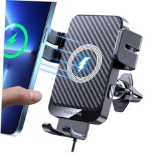 Wireless Car Charger, 15W Fast Charging Auto-Clamping Car Charger Phone Black