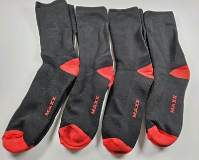 MAXX Lot Of 4 Pairs Crew Socks Black Red One Size 