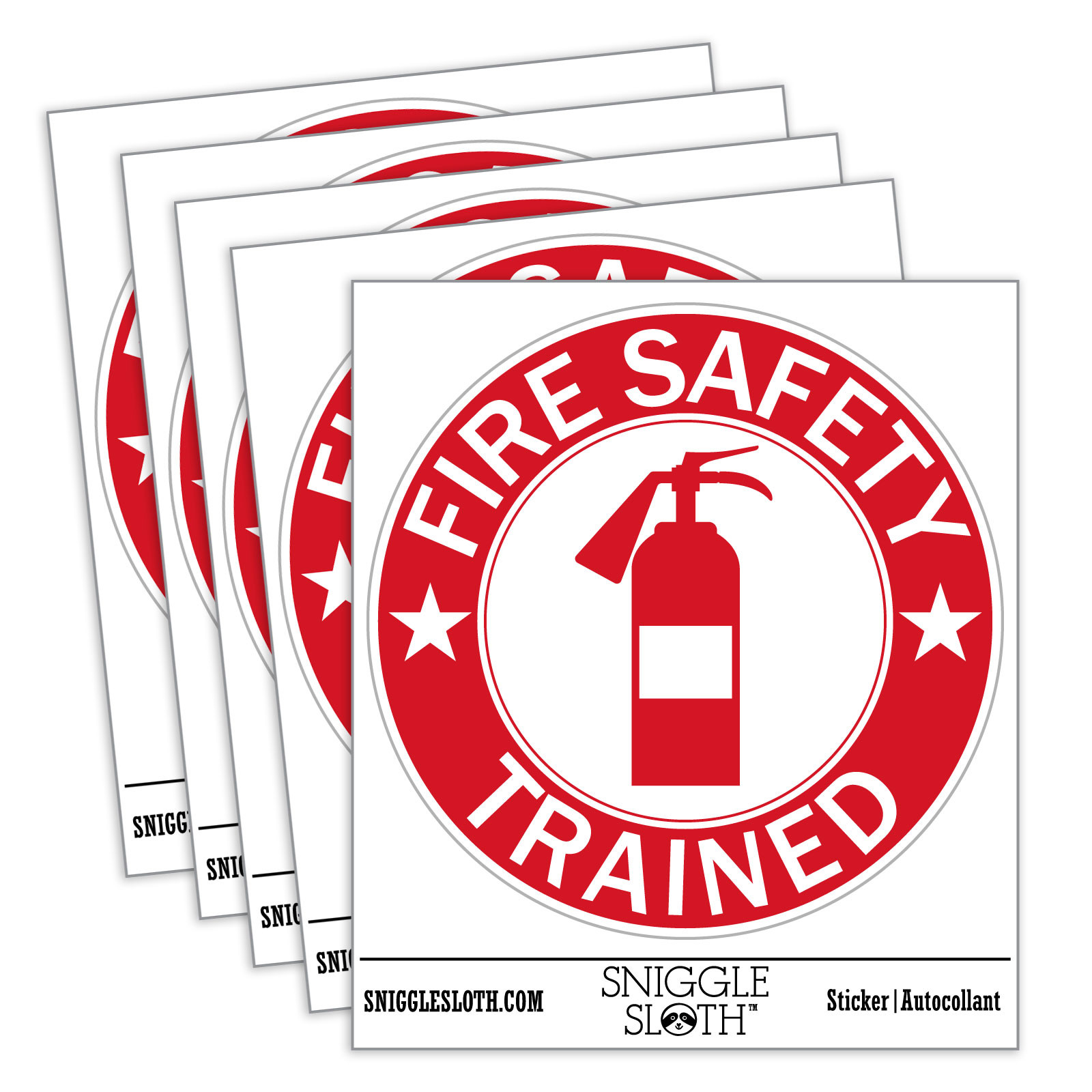Water Bottle Sticker Set Fire Safety Trained Extinguisher Sign - 5 Pack