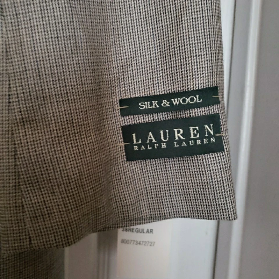 Nuevo con etiquetas Blazer de Lana de Seda Lauren Ralph Lauren Abrigo Deportivo Marrón Estampado Foto 2 de 4