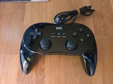 Official Nintendo Wii Pro Controller Classic Black RVL-005 OEM Tested&Working