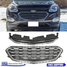 Set Chrome Front Grill Upper Lower Grille Assembly For 2016 2017 Chevy Equinox