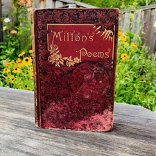 1886 The Poetical Works of John Milton Fine Decorative Binding Gilt Edges READ