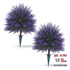 Artificial Topiary Ball Trees,16'' UV Resistant Fake Evergreen Shrubs Lavender