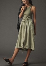 Daily Practice by Anthropologie Be Bold Racerback Twofer Dress S Sage