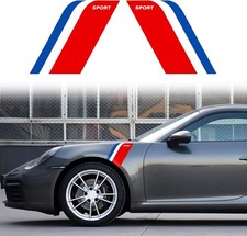 Vinyl Car Fender Hood Protection Side Sport Stripe Stickers Blue-white-red