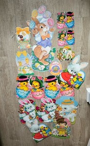 Lot Vintage BEISTLE Easter Carrington Die Cut Cutout Decorations Bunny Egg Chick