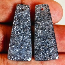 38 Cts Natural Black Sunstone Drilled Pair Cabochon Gemstone 32 X 13.8 MM