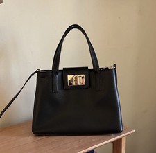 Furla 1927 Medium Tote Black Turn Lock Gold H...