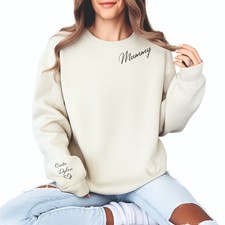 Mummy Jumper, Personalised Mummy Sweater Custom Made with Names on Sleeve MG5