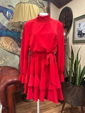 Women's SHEIN Red Long Sleeve Ruffle Tiered Mini Dress Size L