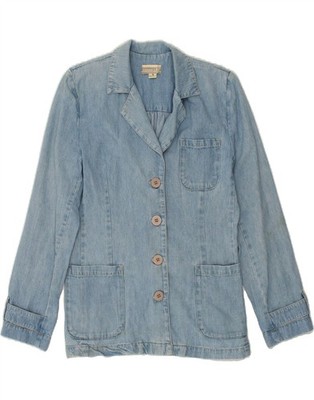 Coldwater Creek Damen 4 Knöpfe Denim Blazer Jacke US 4 Small blau XK06
