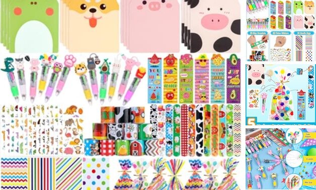 Stationery Party Pack, 24 Pack Birthday Goodie Bags with Multicolor Pen 24Pack