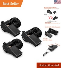 3 Pack Plastic Sports Whistles with Lanyards – Loud 120dB for Coaches & Referees