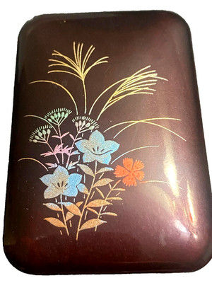 Vintage Japanese Lacquerware trinket box with Akikusa Autumn Floral Motifs