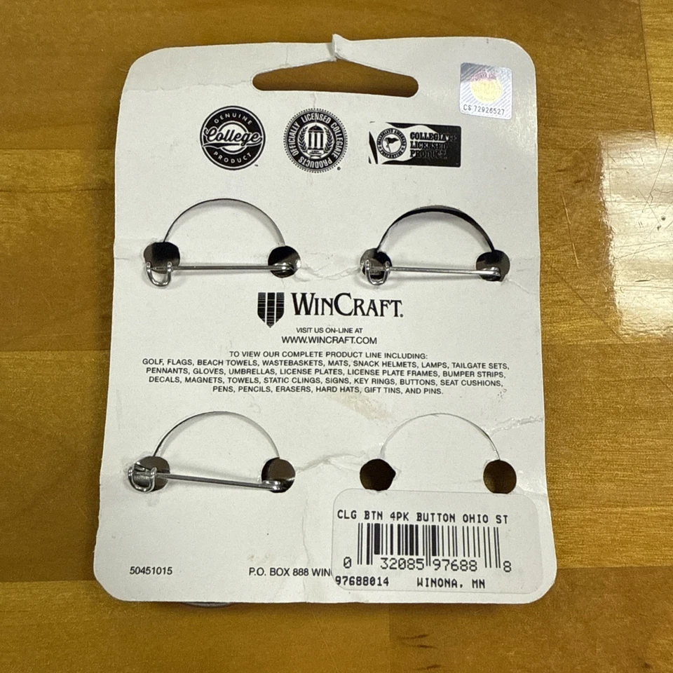 Ohio State Buckeyes FanHeads Adjustable Size Paper Helmet in GC & 3 New Buttons - Image 3 of 4