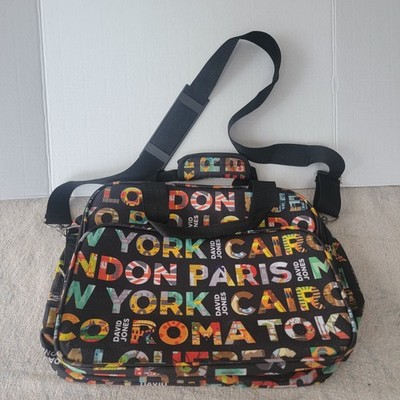 David Jones Travel Cities Laptop Messenger Bag London Paris New York Print Xbody