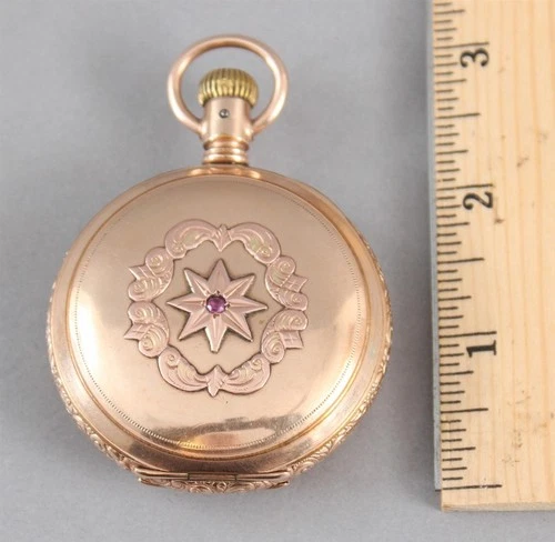 Antique 19thC Hampden Railroad 31 Pocket Watch, Elgin Giant Amethyst Hunter Case